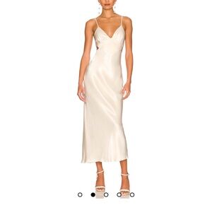 Shona Joy Cream Satin Backless Dress